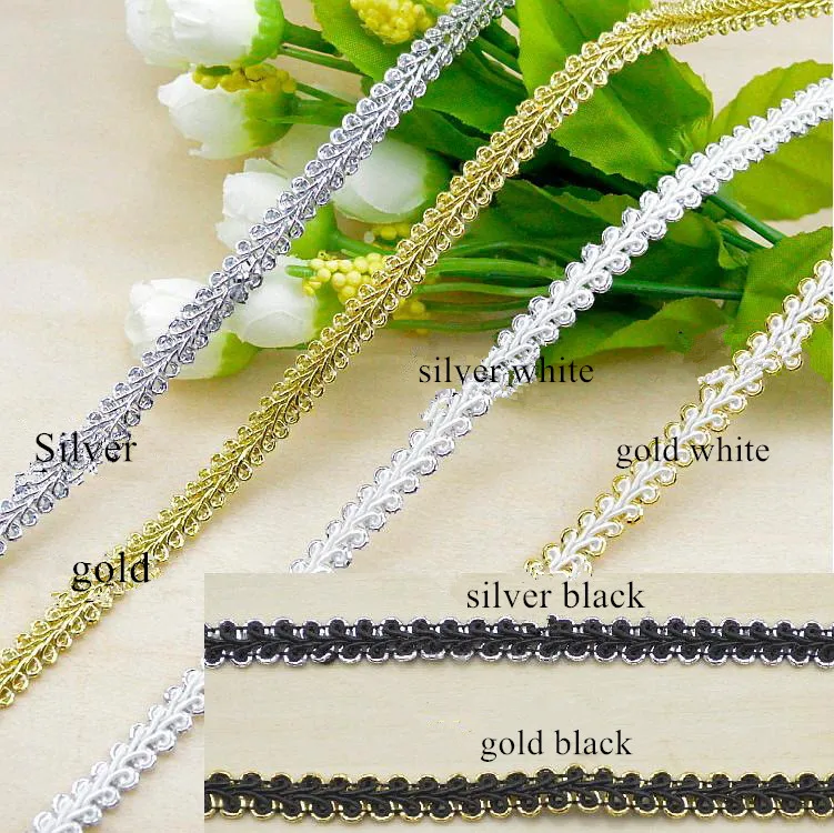 20yards 0.8cm gold silver yarns trim lace ribbon for clothing dress decoration accessory DIY sewing garment braid | Дом и сад