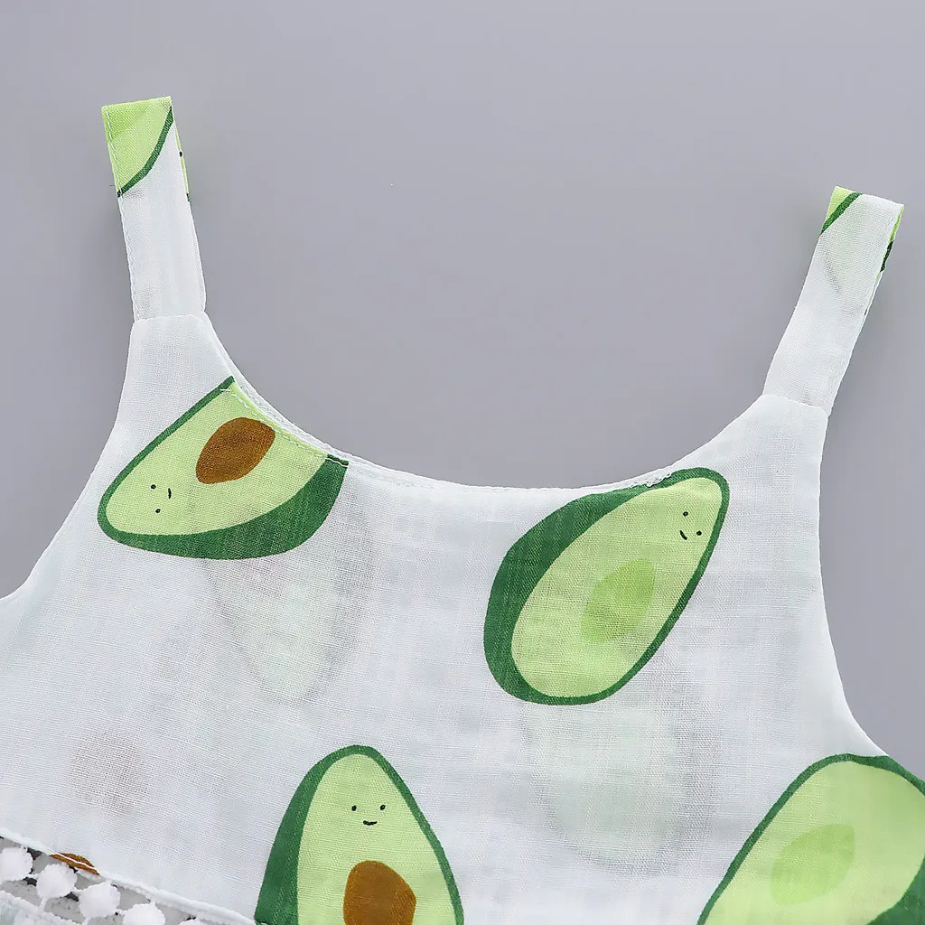 Одежда для девочек Топ с принтом авокадо на бретельках и рюшами Повседневные