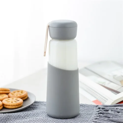 Grey ZOOOBE 400 мл портативная моя стеклянная бутылка для воды силиконовая Питьевая кофейная вода для бутылки дорожная стеклянная бутылка - Цвет: Grey