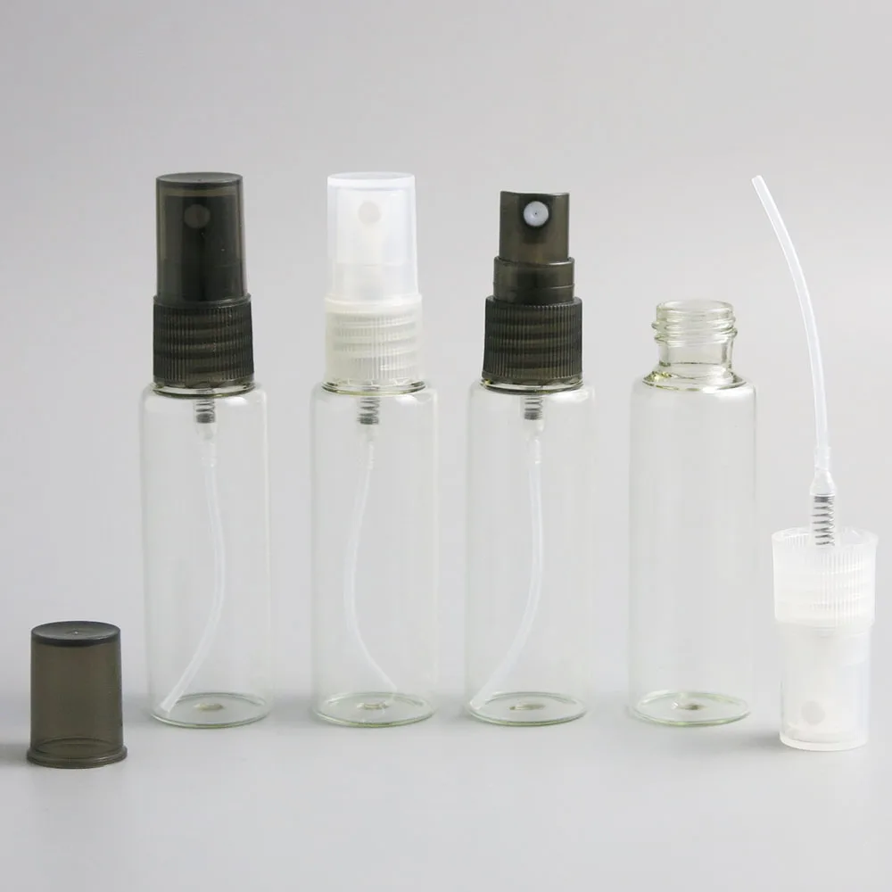 30 x 30ml Clear Glass Perfume Spray Bottle Vial Women Cosmetic Containers Refillable Plastic White Black Cap | Красота и здоровье