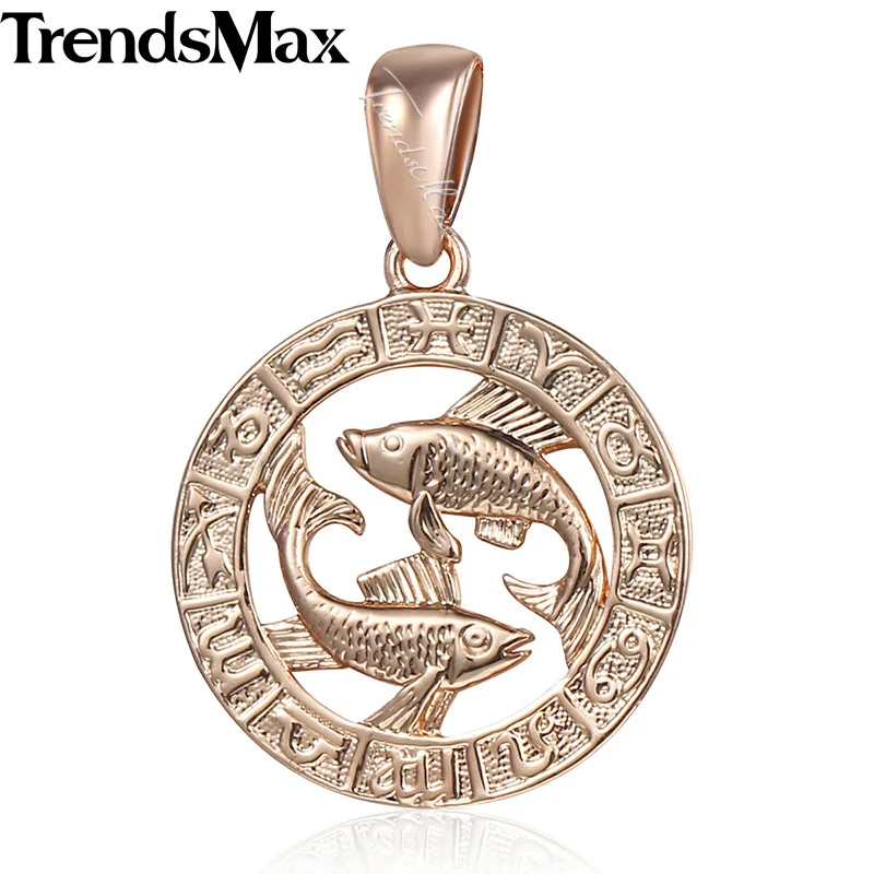 GP286 Pisces Trendsmax 12 Знак зодиака Созвездия подвески ожерелья для женщин и мужчин 585 розовое золото мужские ювелирные изделия Модные подарки на день рождения GPM16 - Окраска металла: GP286 Pisces