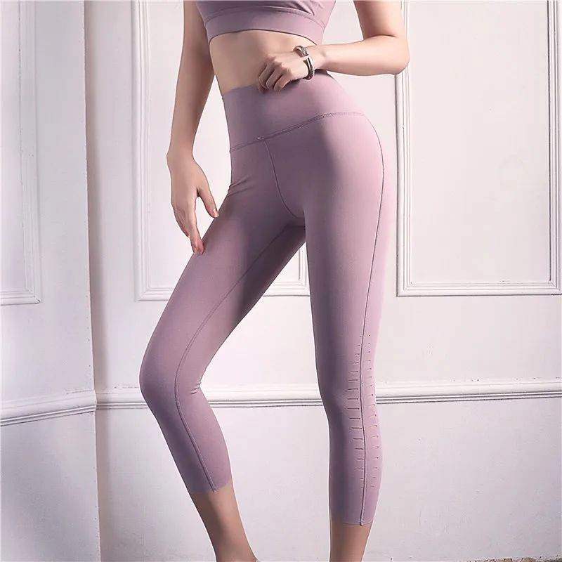 Женские леггинсы для йоги с высокой талией, растяжимые спортивные брюки, боковые вырезы, фитнес, бег, тренировки в спортзале.