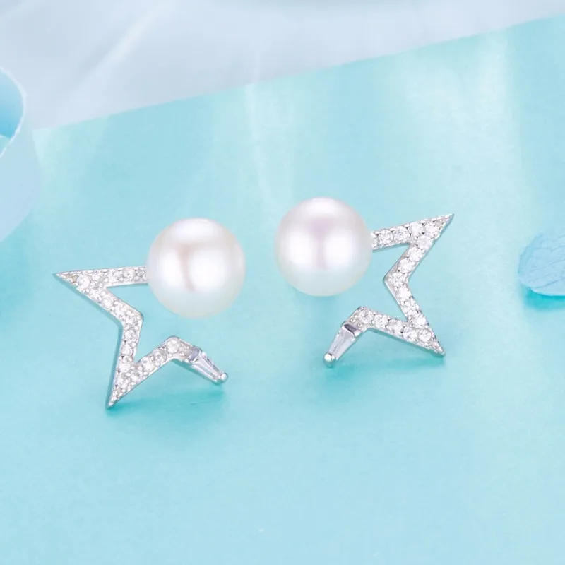 Dainashi new arrival 925 sterling silver Chic and unique star natural pearl stud earrings fine jewelry for prom | Украшения и