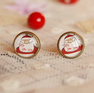 Рождественские серьги-клипсы без пирсинга 6 пар/лот смешанные снежинки снеговик