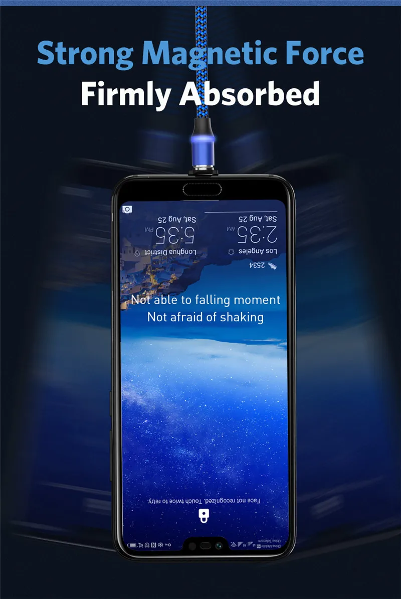 Moskado для iphone кабель Магнитный зарядный штекер нейлоновая плетеная ткань кабель Micro USB кабель usb type-C USB светодиодный цифровой шнур