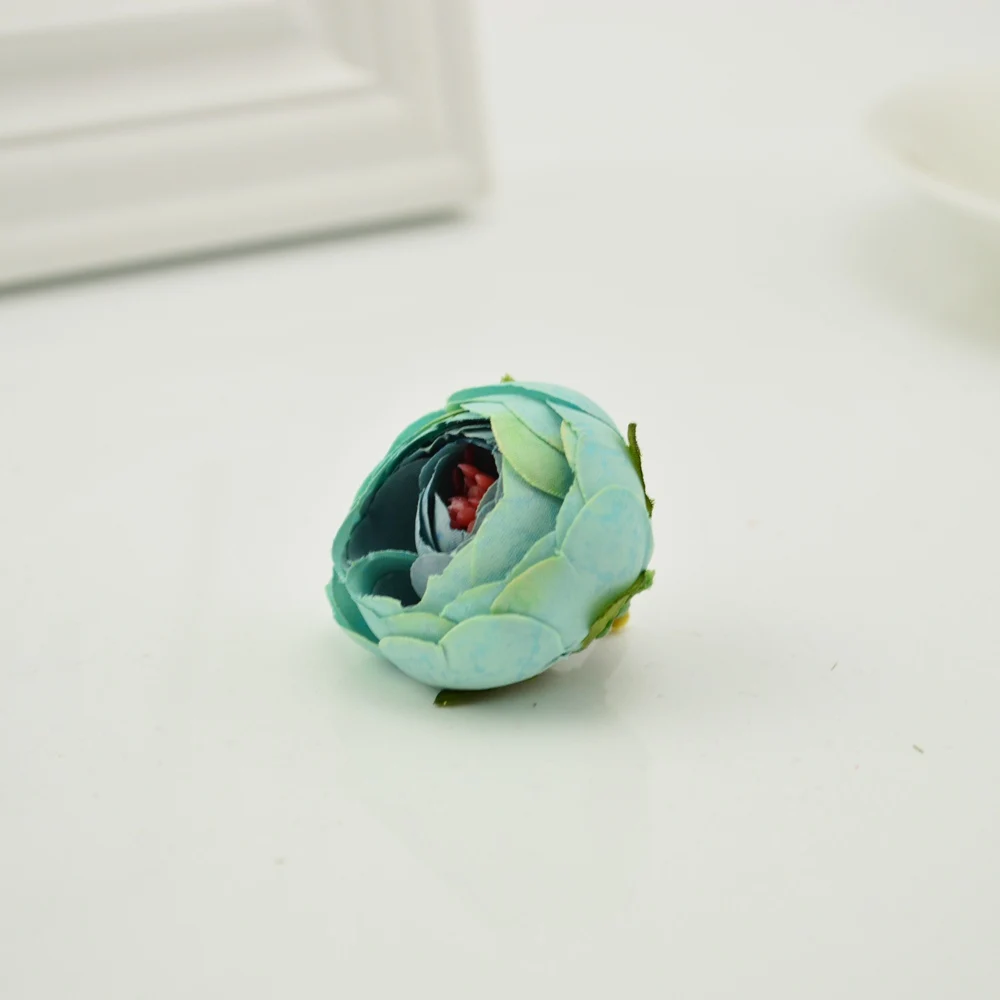 Tiffany Blue 10 шт. дешевые шелковые Чайные розы с головой тычинки рукоделие DIY венки Скрапбукинг искусственные цветы для свадебного украшения автомобиля - Цвет: Tiffany Blue