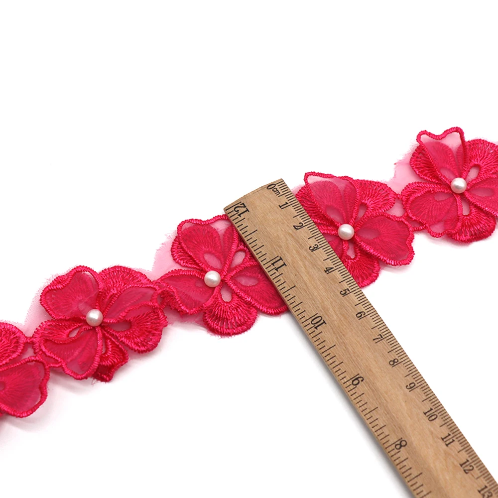 H664 91CM Pearl Flower DIY Soluble Wedding Lace Trim Knitting Embroidered Handmade Patchwork Ribbon Sewing Supplies Craft | Дом и сад