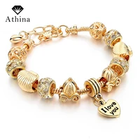 hot sale fashion jewelry gold crown bracelet women crystal charm diy cheap friendship bracelets bangles pulseiras