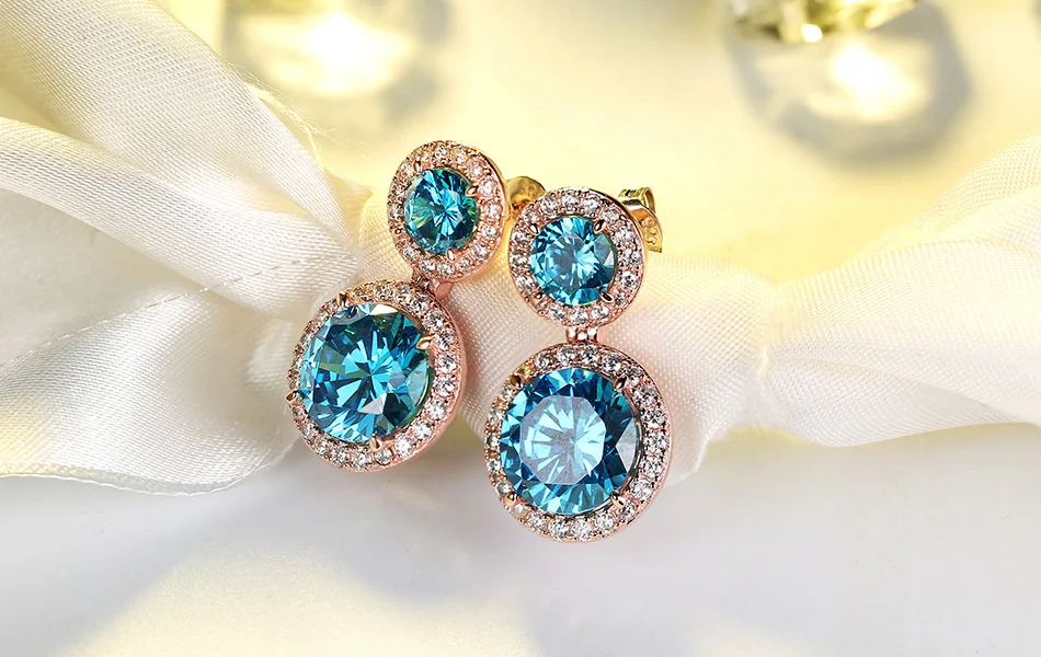 ORSA JEWELS женские серебряные висячие серьги нежные синие фианиты CZ женские модные вечерние ювелирные изделия в подарок OE161