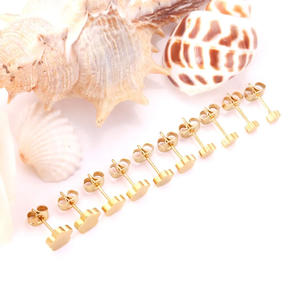 

LUXUKISSKIDS 10pairs/Lot Wholesale Stainless Steel Flower Stud Earrings 4MM-8MM Mixed Size Women Fashion Studs Earrings Jewelry