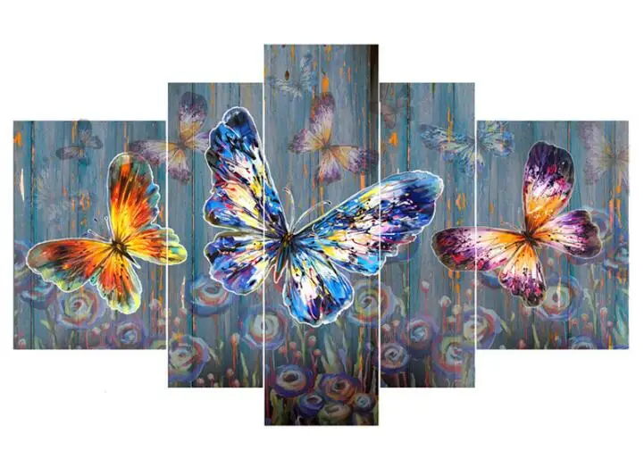 

diy 5pcs/set 5D Diy Diamond Painting "colorful butterfly Diamond Painting Cross Stitch Rhinestone Mosaic Painting home decor