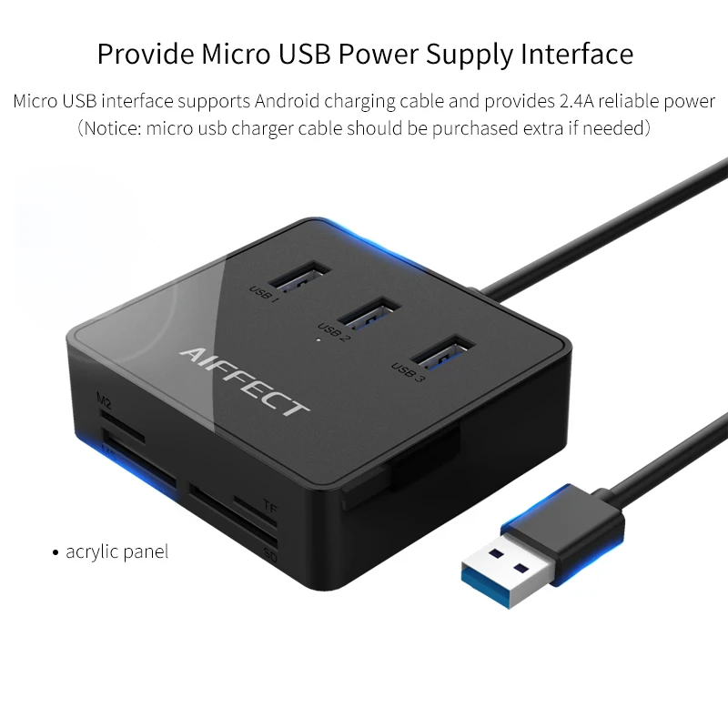 AIFFECT Multi Функция 3 Порты и разъёмы USB разветвитель 0 концентратор Combo кард ридер