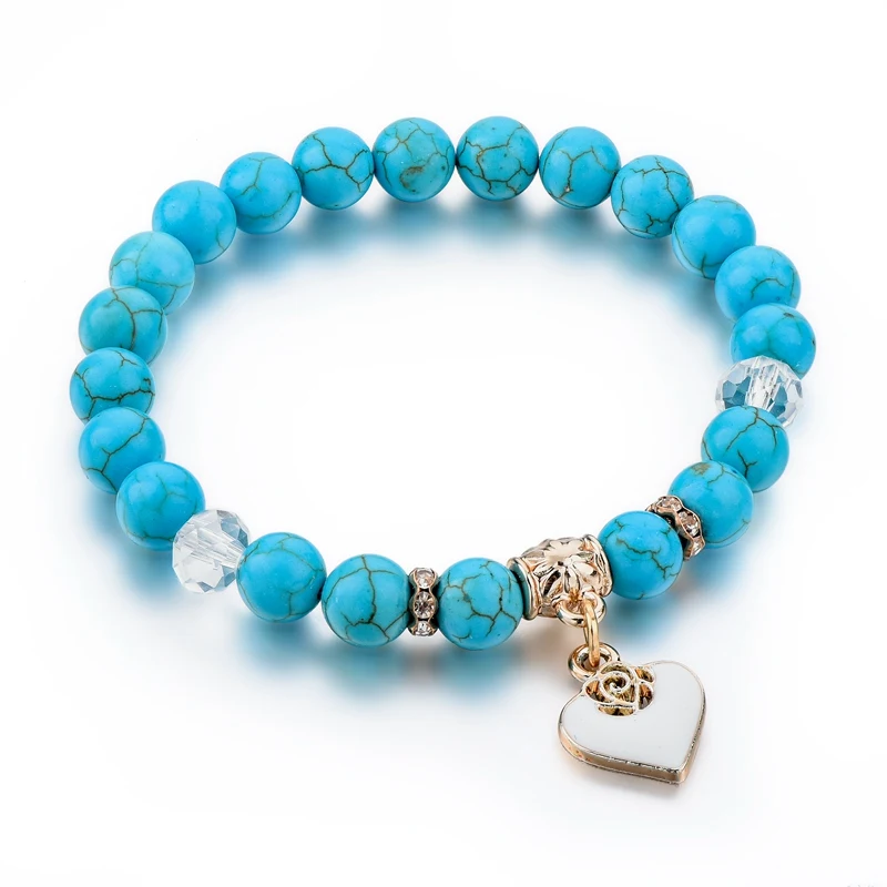 light blue Attrtto Заказные серебряные браслеты с короной и Браслеты хрустальные бусины браслеты с подвесками для женщин ювелирные изделия браслеты SBR160016 - Окраска металла: light blue