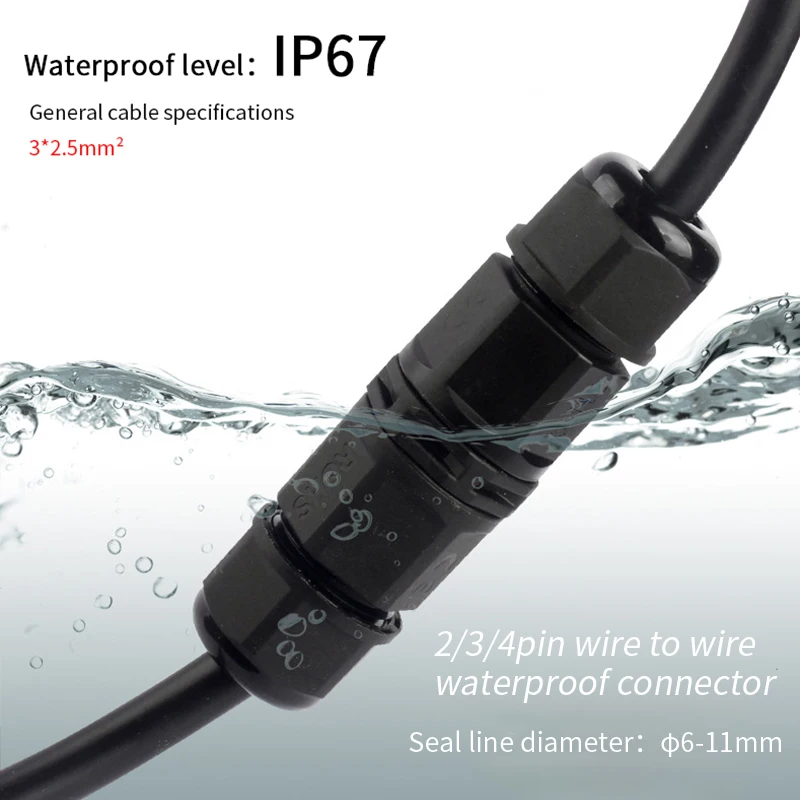 IP68 водонепроницаемый разъем 2 Pin 3 Электрический терминальный адаптер провод винт