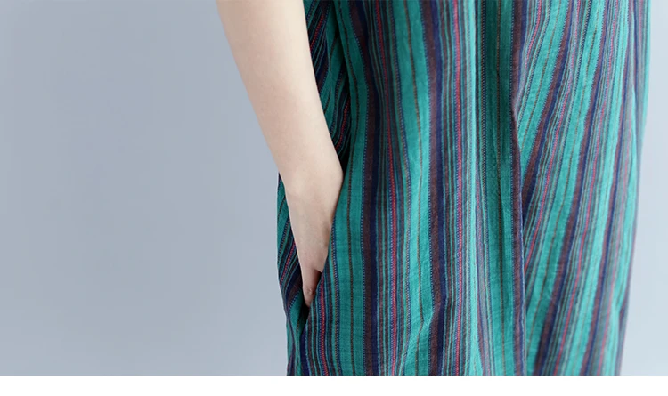 2018 Summer Big Size Vintage Short Sleeve O- Neck Striped Straight Dress Retro Large size Tunic Baggy Loose Vestidos | Женская одежда