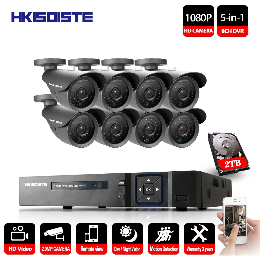 Камера видеонаблюдения 8 каналов 1080P HDMI DVR HD AHD жесткий диск ТБ|drive 1tb|driving setdriving camera |