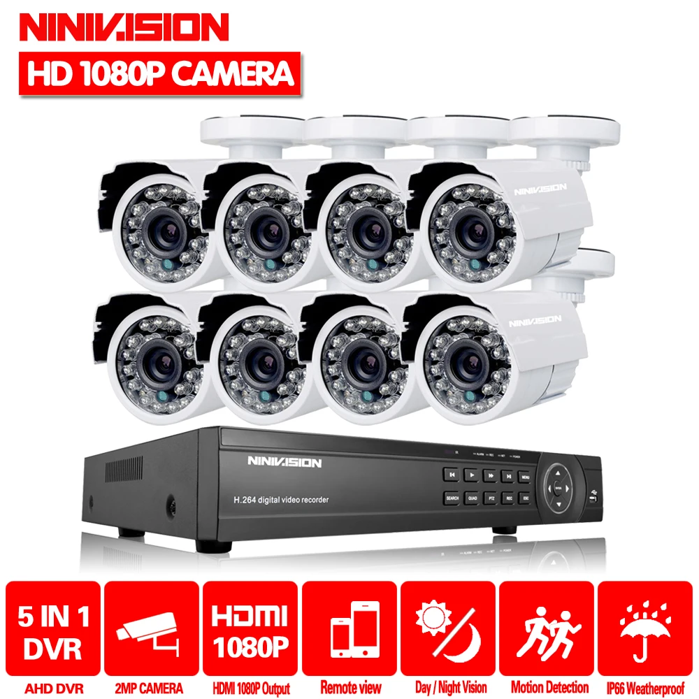 8CH CCTV система 1/3 &quotCCD 1080P наружная ИК камера s сеть AHD DVR рекордер видеонаблюдения
