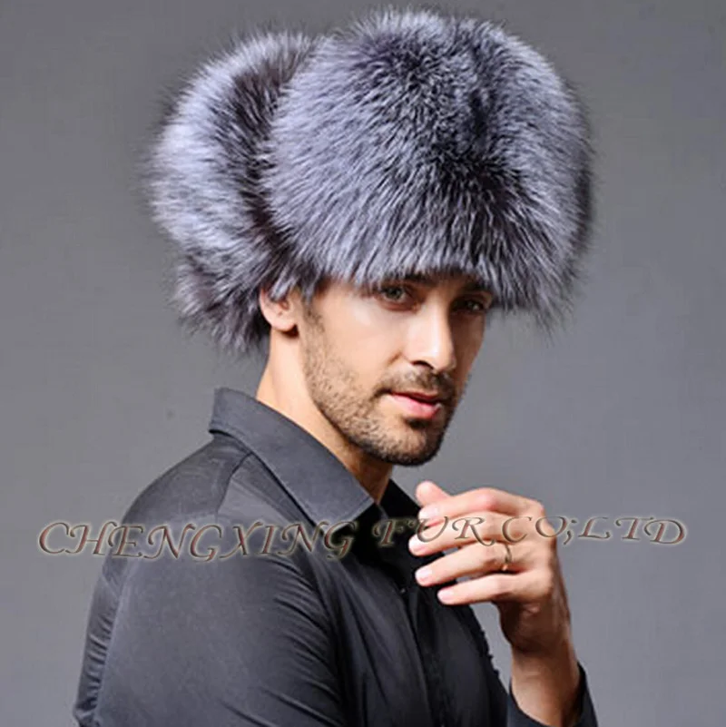 CX-C-47C новая 2023 Натуральная мужская зимняя меховая шапка из серебристого лисьего