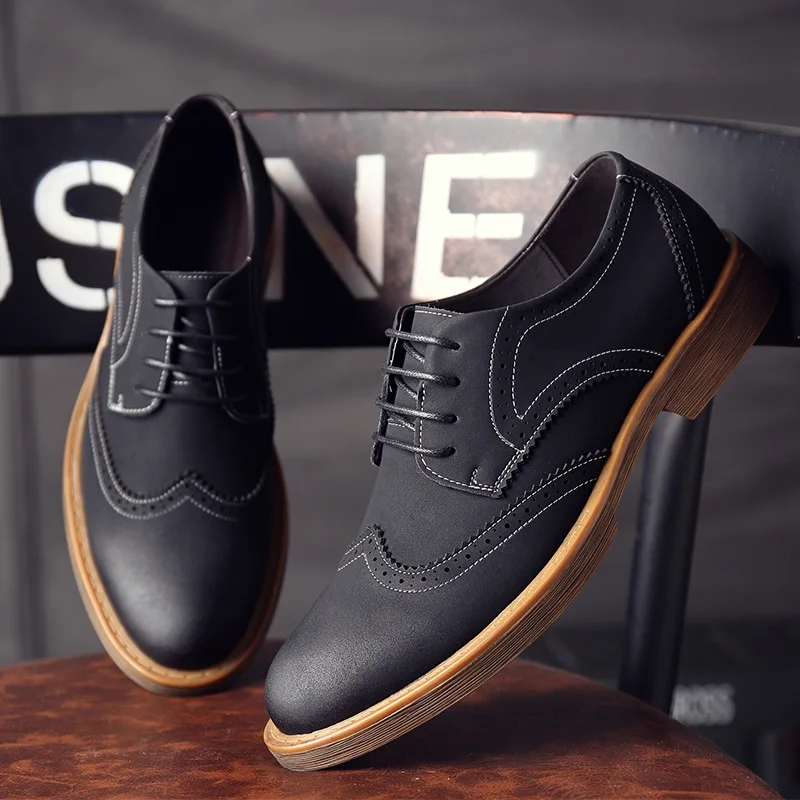 Мужская обувь OLOMM новинка 2019 мужская кожаная деловая повседневная с резьбой на