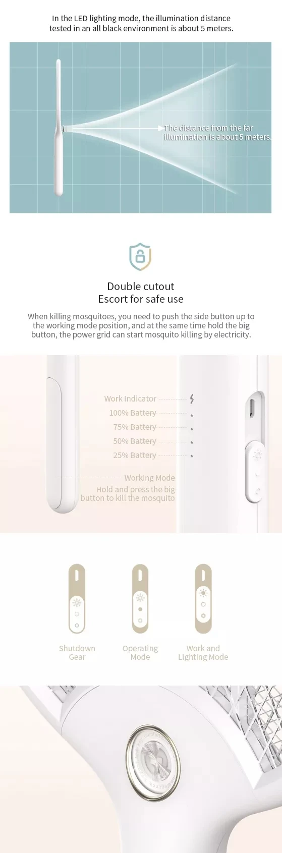 Xiaomi Mijia 3 электрическая ловушка для комаров, Многослойная сетка, электрический ручной убийца комаров, насекомых, мух, жук, мухобойка, мухобойка