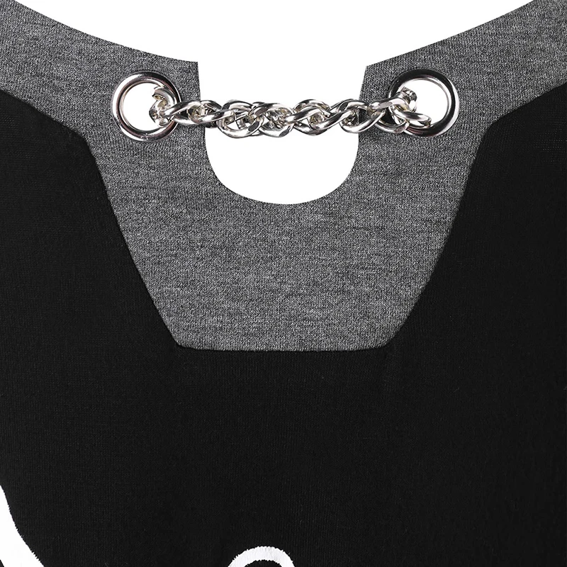 PlusMiss/Большие размеры 5XL 4XL сексуальный топ на бретельках украшенный цепочками с
