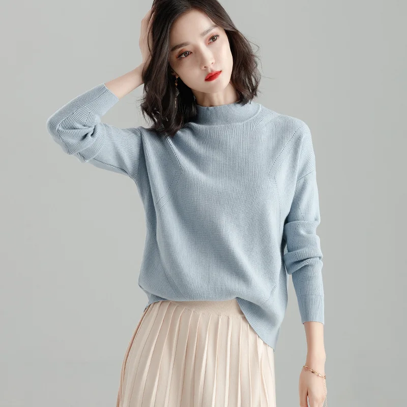 

Copy of new fund of 2019 autumn winters cashmere turtleneck sweater female round collar short loose render knitted sweater