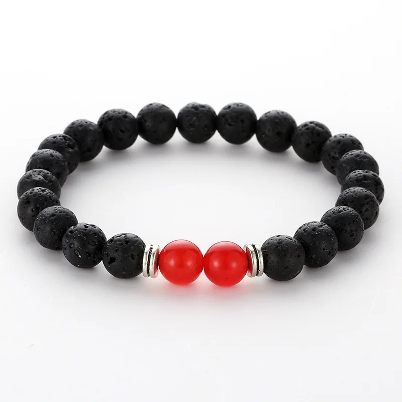 8mm Black Lava Volcano Natural Stone Elastic Bracelet bracelets for women men jewelry feminina | Украшения и аксессуары