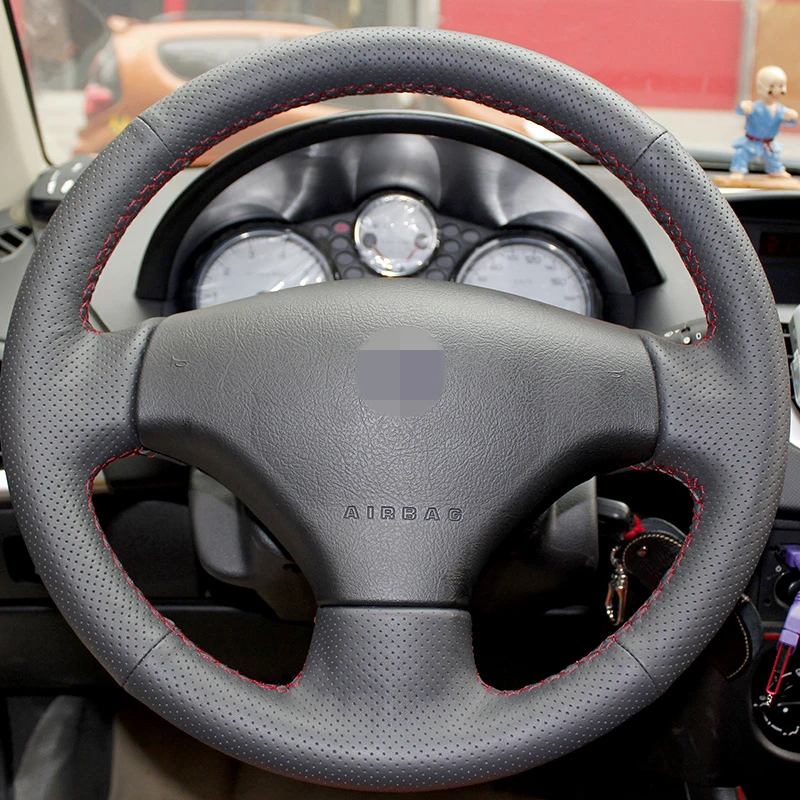Чехол на руль BANNIS для Peugeot 206 2007 2009 /207 / Citroen C2 черный кожаный чехол ручной