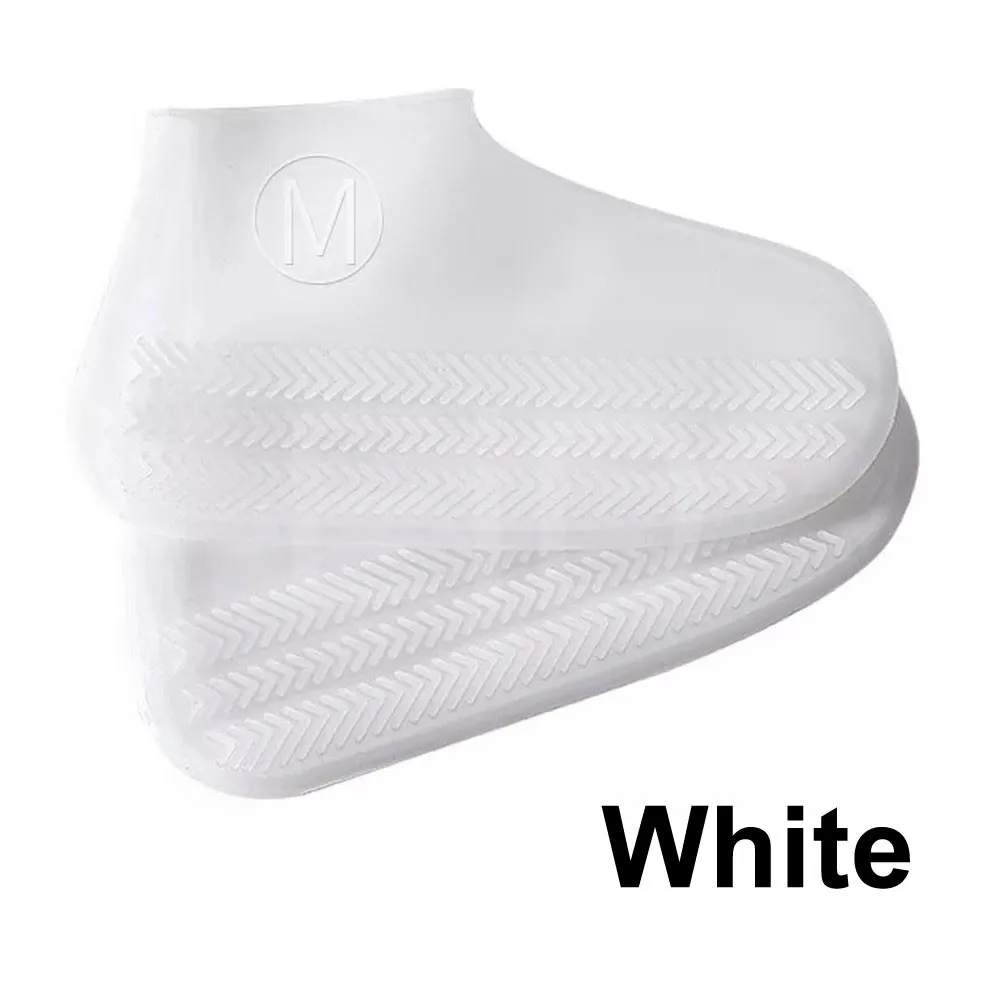 EiD practical Reusable Silicone Waterproof Rain Shoe Cover durable Outdoor Rainproof Hiking Skid-proof Cycling Sport Shoe Cover - Color: White