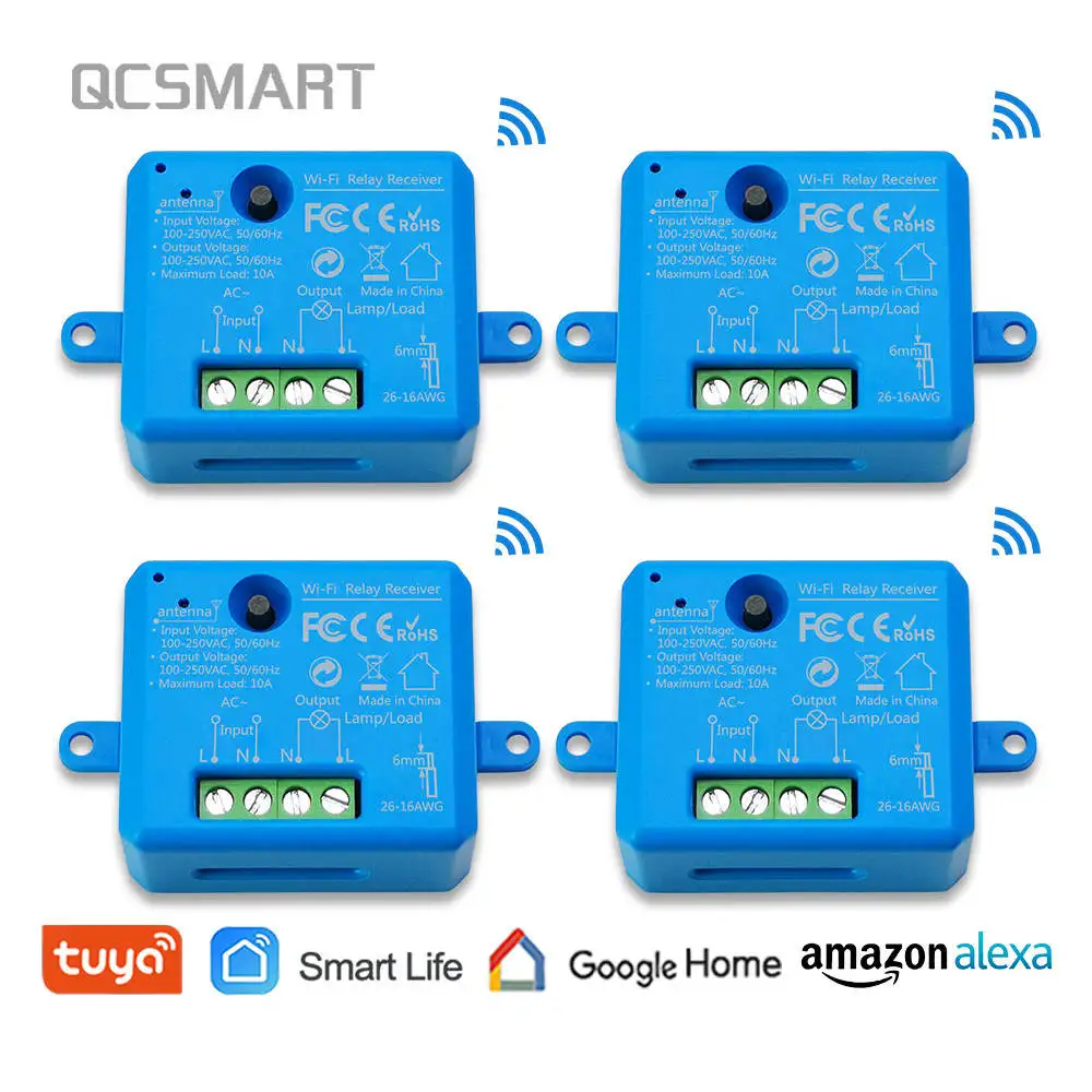 4 pack - BLU Tuya умная жизнь WiFi розетка крошечный модуль DIY умный дом автоматизация Google Home Echo Alexa Голосовое управление приложение дистанционное управление IFTTT - Цвет: 4 pack - BLU