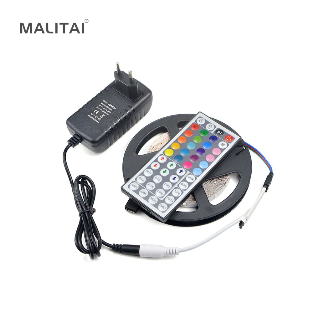 Светодиодная лента RGB 3528 SMD 1 рулон 5 м 300 светодиодов адаптер питания 12 В 3 А