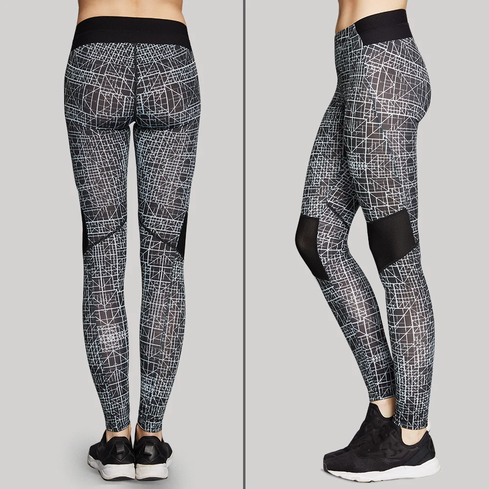 NRE Fitness pants female elastic tight running yoga trousers Slim net yarn Yoga slim mesh | Спорт и развлечения