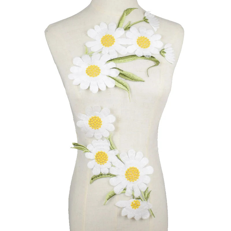 Ремесло воротник Венеция блесток Желтый Цветочный вышитый Аппликация отделка