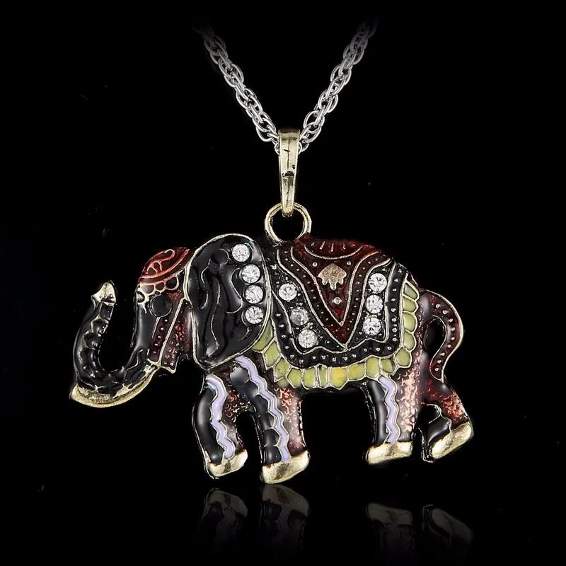 Винтаж Ретро Для женщин Jewelry аксессуары уникальный Цепочки и ожерелья цвет золотистый Кулон Слон изысканный длинный Цепочки и ожерелья s серебряная цепь