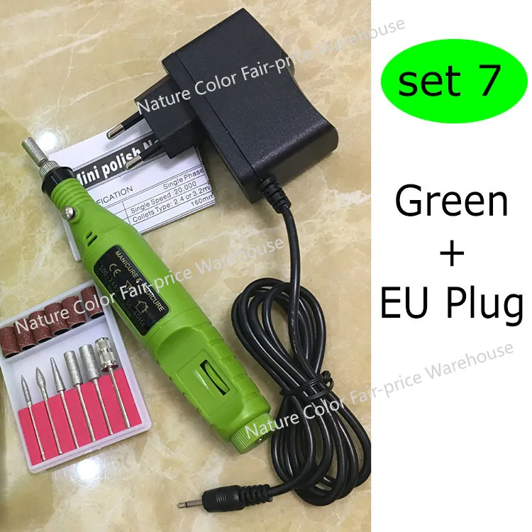 Green - EU Plug 1 компл. 6 бит Мощность сверла профессиональный маникюр машина ногтей Электрические сверла ручка Педикюр Файл польский Форма инструмент Средства ухода за кожей стоп Средства ухода за мотоциклом код - Цвет: Green - EU Plug