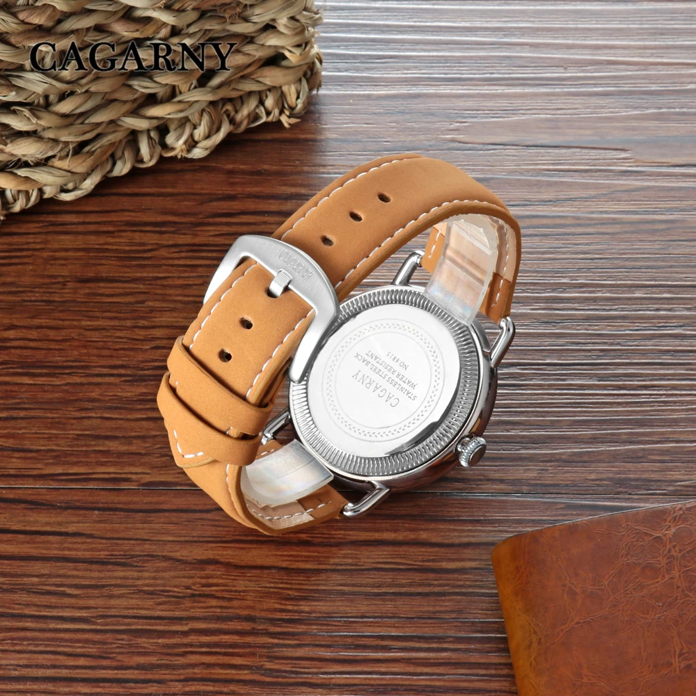 Cagarny армейские военные часы Мужские кварцевые мужские с кожаным ремешком