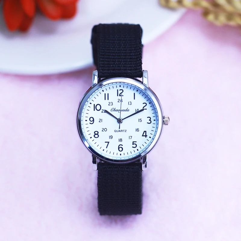 

2018 famous women hot seller children boys canvas breathable quartz wristwatch students kids 24-hour military fashion watches