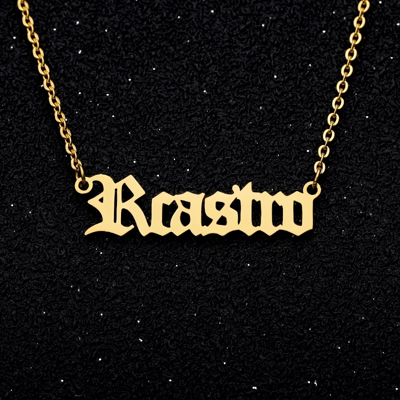 Personalized Old English Necklace Rose Gold Necklace Custom Old English Necklace Customized Name English Nameplate Necklace Hand personalized old english necklace rose gold necklace custom old english necklace customized name english nameplate necklace hand