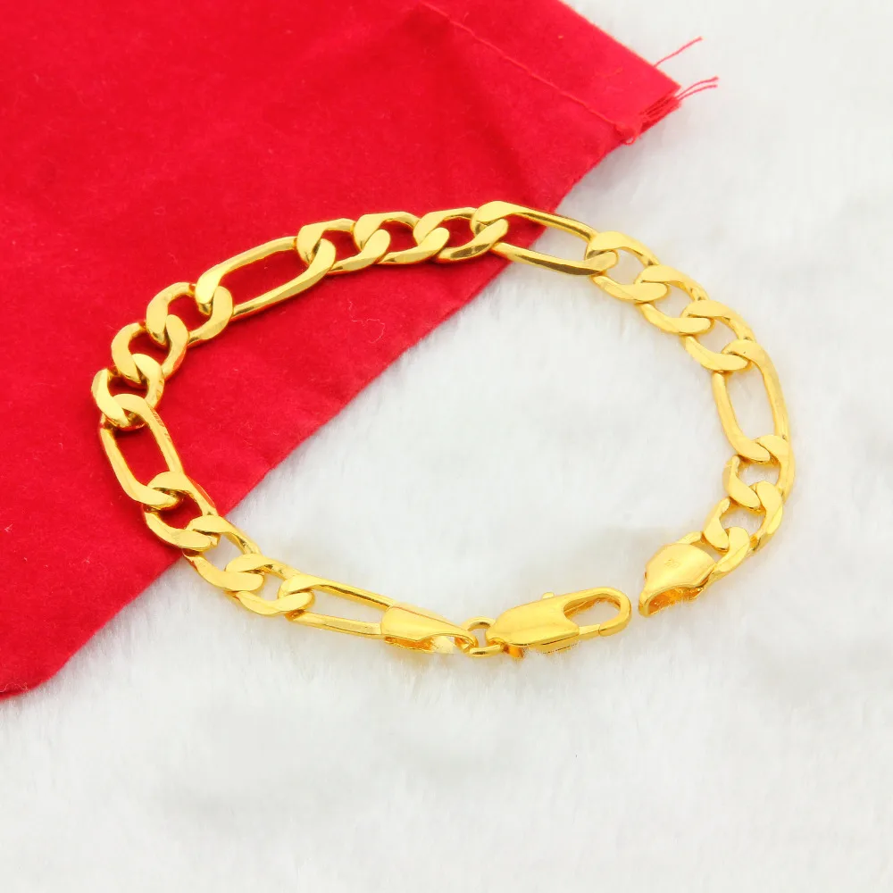 Продвижение Высокое качество Самый трендовый 24k золотой браслет ожерелье набор