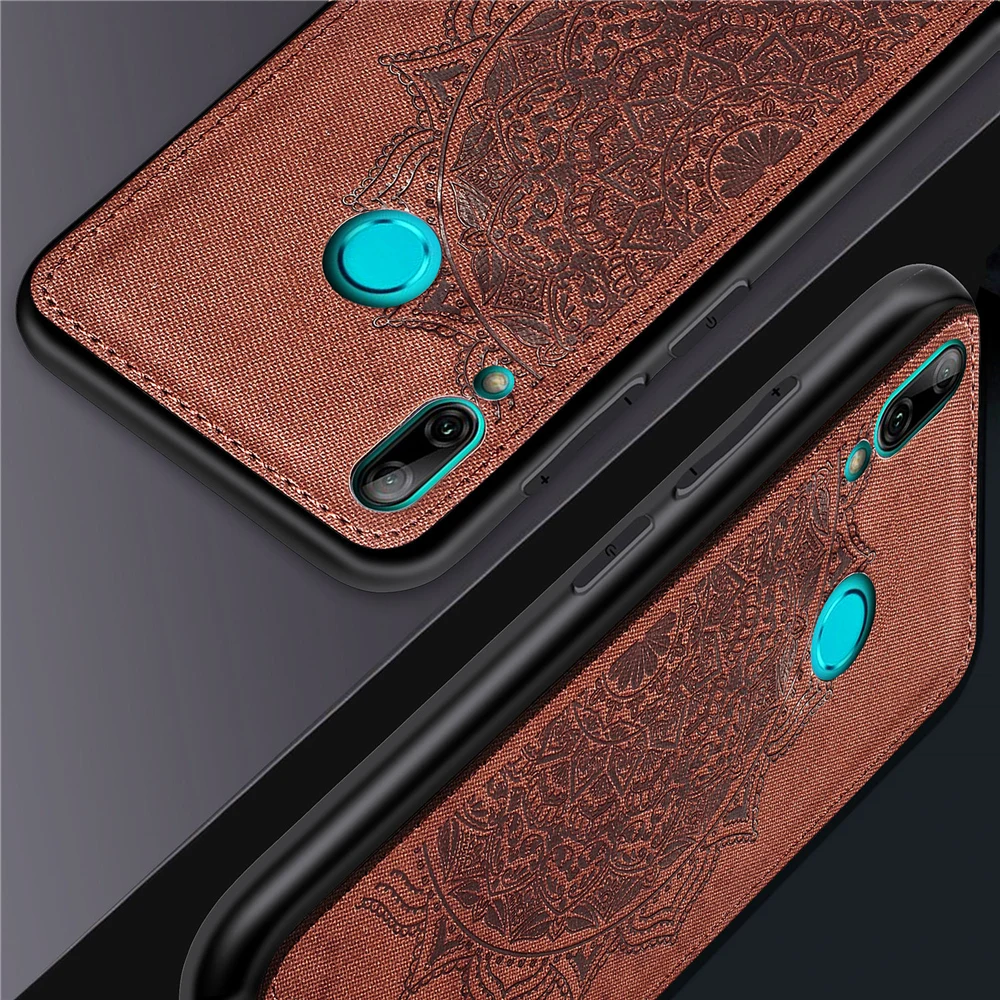 Элегантный чехол с текстурой ткани для Huawei Y7 2019, крышка Coque, на магнитный автомобильный держатель, защита.