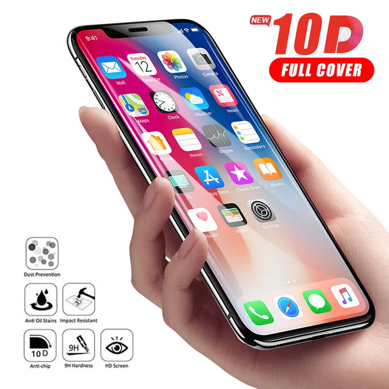 10D защитное стекло с полным покрытием для iPhone 8 7 6 6s Plus защита экрана закаленное XR XS