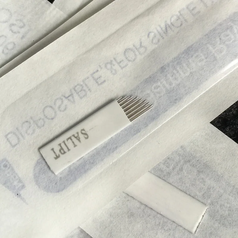 

50 шт., 2 ряда, 15 игл, Перманентный макияж, тату для бровей, лезвия, микроблейдинг, иглы для 3D вышивки, ручная тату-ручка, машина