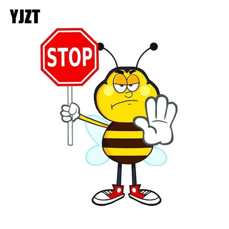 

YJZT 13.7CM*17.8CM BEE STOP PVC Car Sticker Decal 12-300686