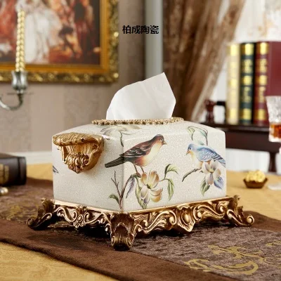 guci Drawer box luxury home accessories living room  table ornaments resin European flowers  birds tissue box fashion creati