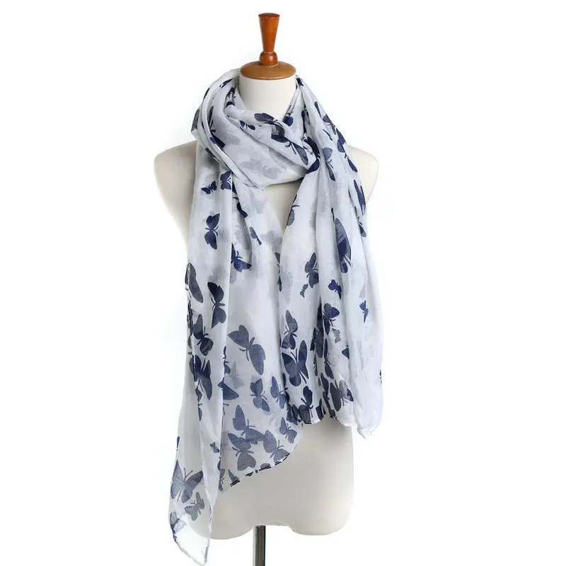 Шарф-накидка с бабочками женский синий весна-лето шарф бабочкой YG562 |