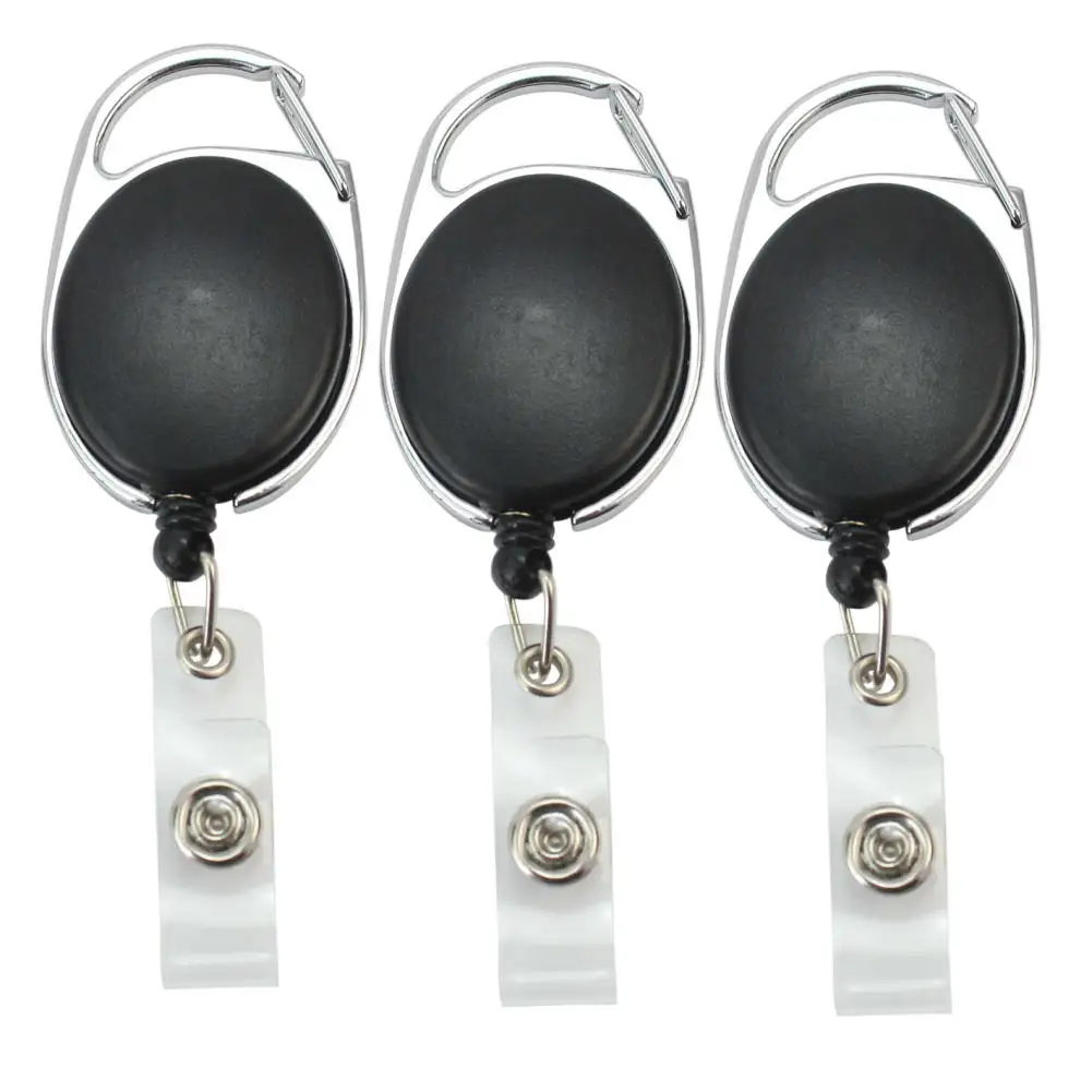Новинка 2016 черный 3 шт. Выдвижной карабин катушка идентификационный ключ