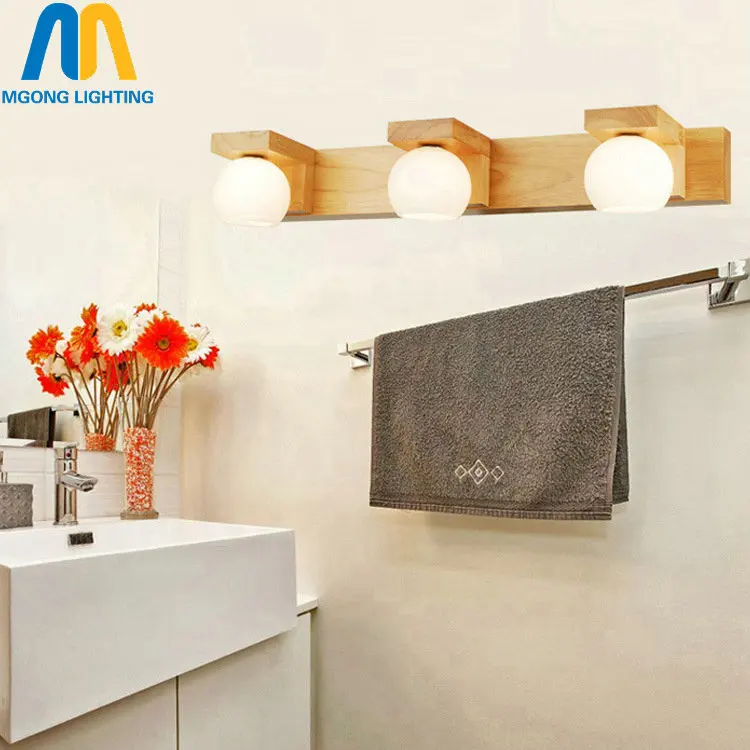 Деревянный длинный зеркальный светильник для ванной современный настенный G4