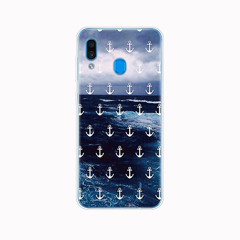 Чехол для Samsung A50 чехол Galaxy A60 A10 A30 A40 A70 A 50 2019 A9 A7 2018 Морская Полоска якорь с