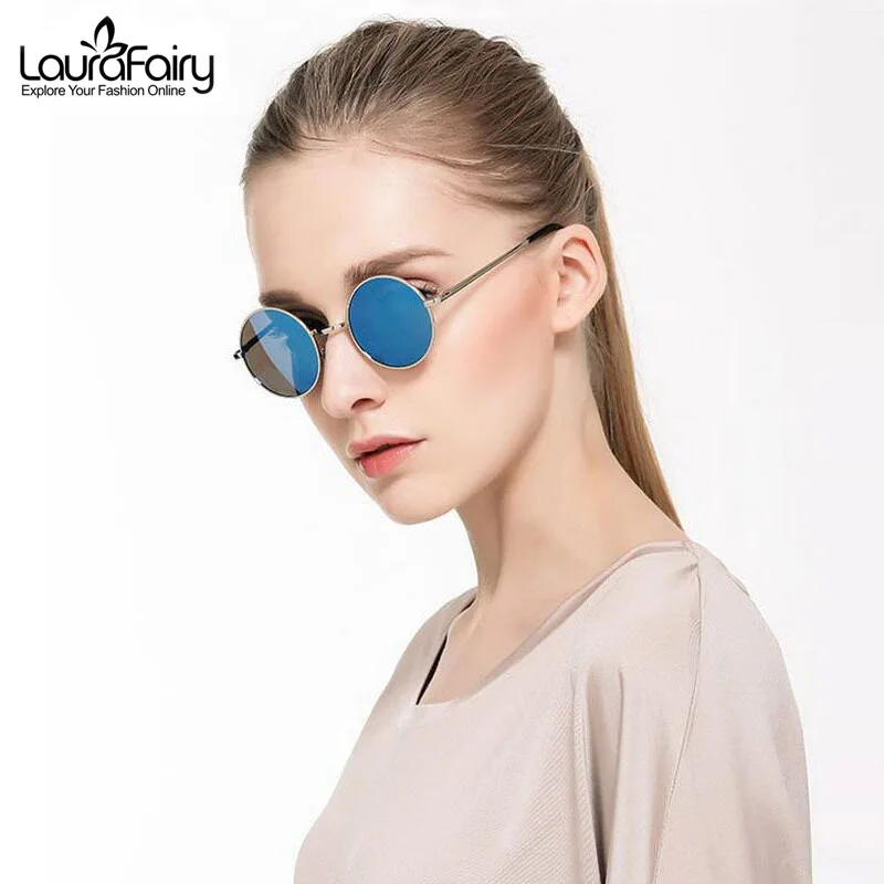 

Женские и мужские классические солнцезащитные очки Laura Fairy, очки в металлической круглой оправе с цветными линзами UV400, очки для вождения в с...