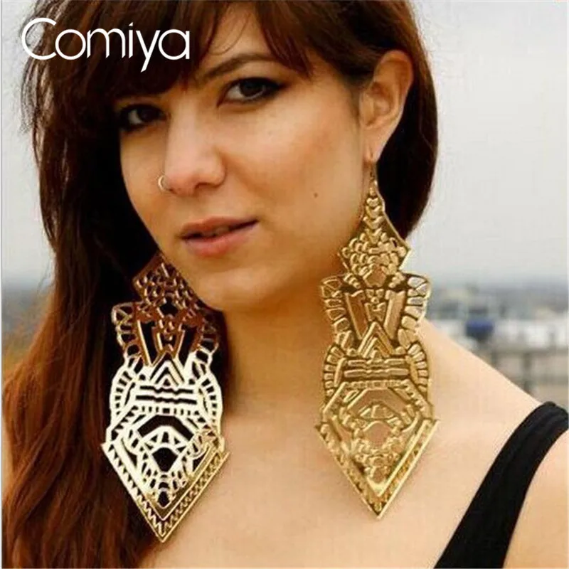 Comiya Punk Vintage Earring For Girl Statement Brincos Big Long Yellow Clack Drop Earrings Women Jewelry Oorbellen Bijoux | Украшения и